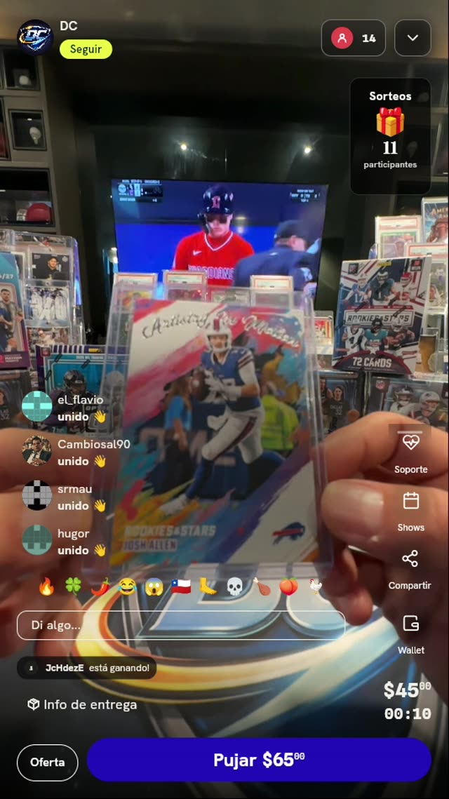 Tarjeta Josh Allen Artistry in Motion