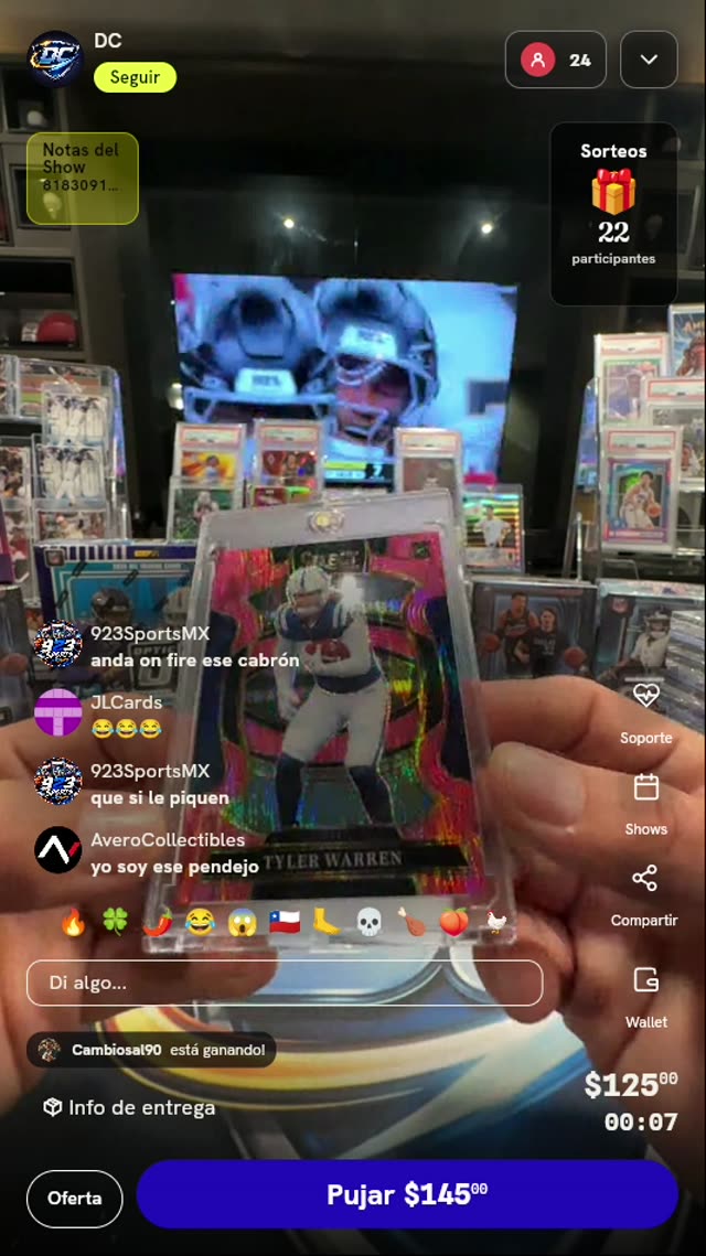 Carta Tyler Warren Panini Select Pink Shock