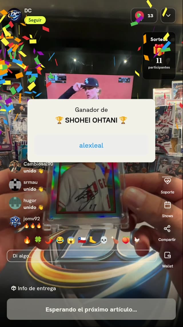 Carta de béisbol Shohei Ohtani