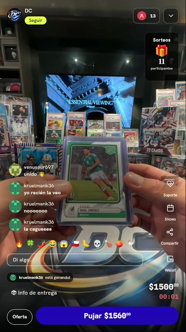 Carta Panini INTL Raúl Jiménez México