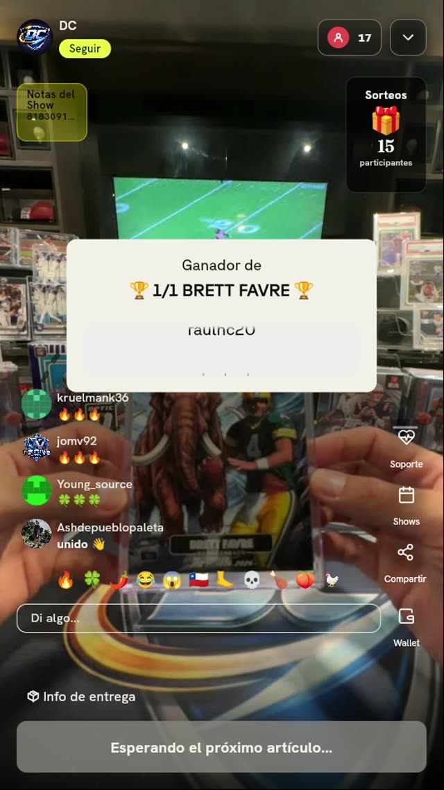 Carta Wild Card Brett Favre 1/1