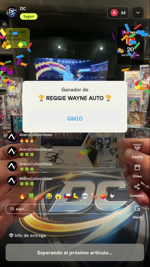 Carta autografiada de Reggie Wayne