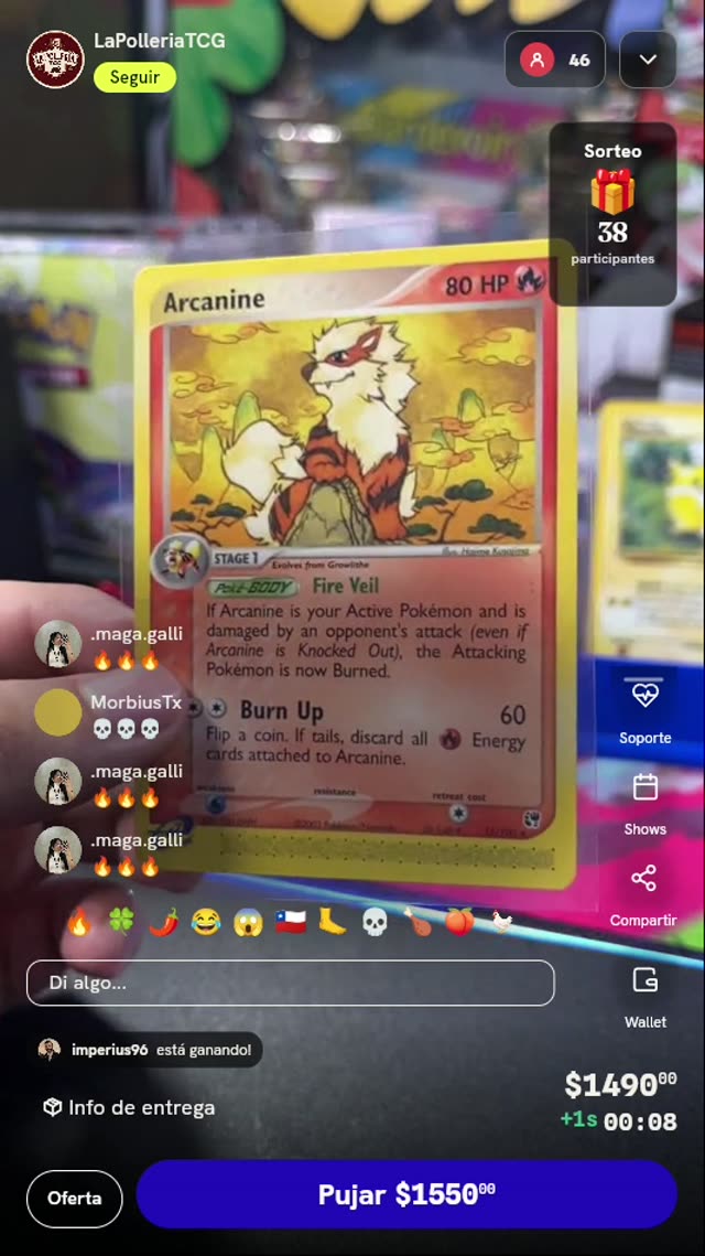 Carta Pokémon Arcanine EX Sandstorm