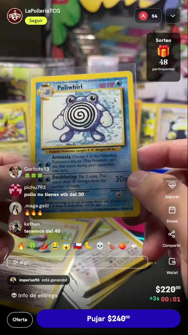 Carta Poliwhirl Base Set Shadowless #38/102