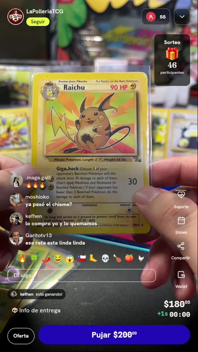 Carta Pokémon Raichu Fossil 29/62