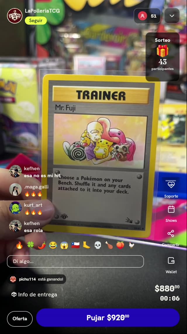 Carta Pokémon Mr. Fuji Fossil #58/62
