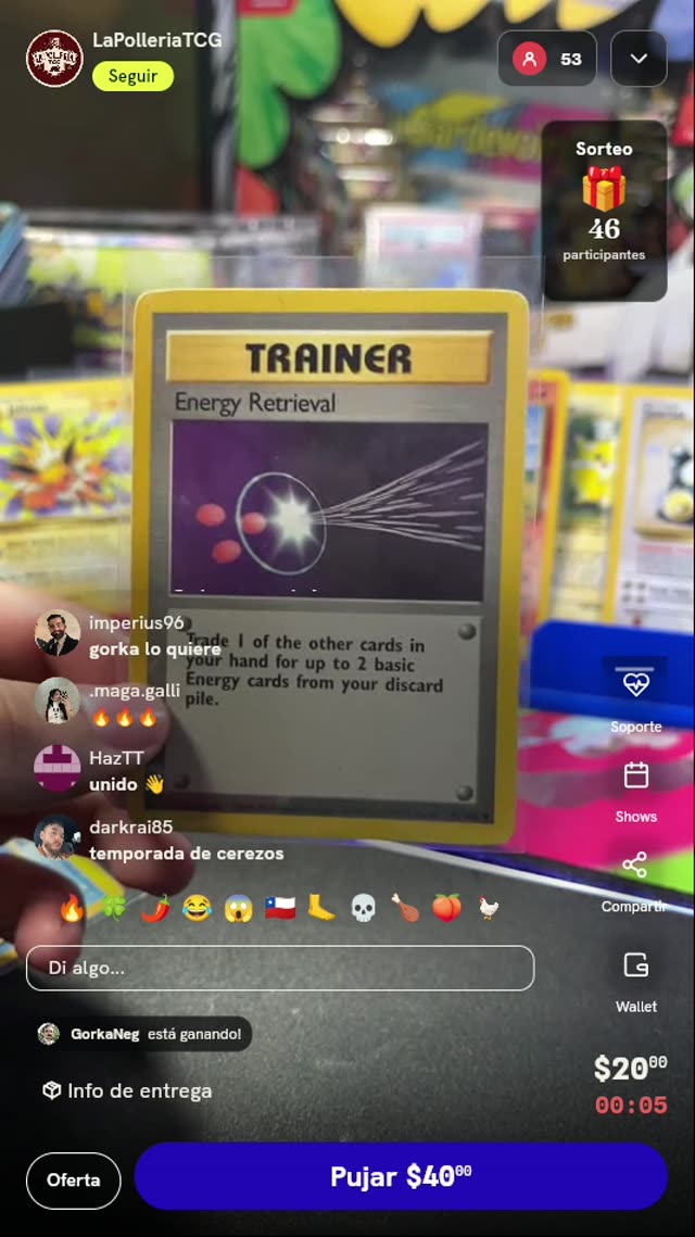 Carta Energy Retrieval Pokémon Base Set