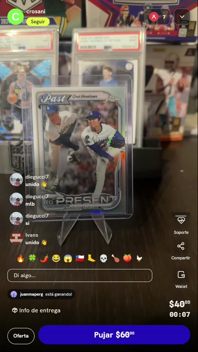 Carta Topps Chrome Hershiser y Yamamoto