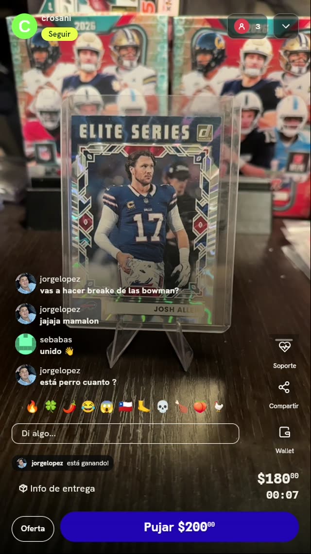 Carta Panini Donruss Josh Allen Elite Series