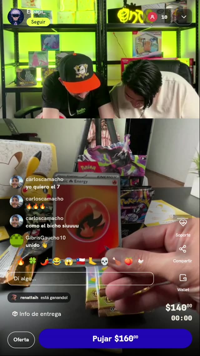 Carta Pokémon Energía Fuego Holográfica