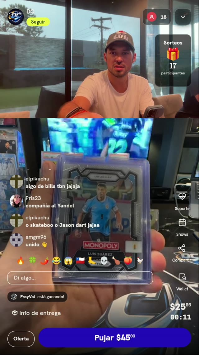 Carta Luis Suárez Panini Prizm