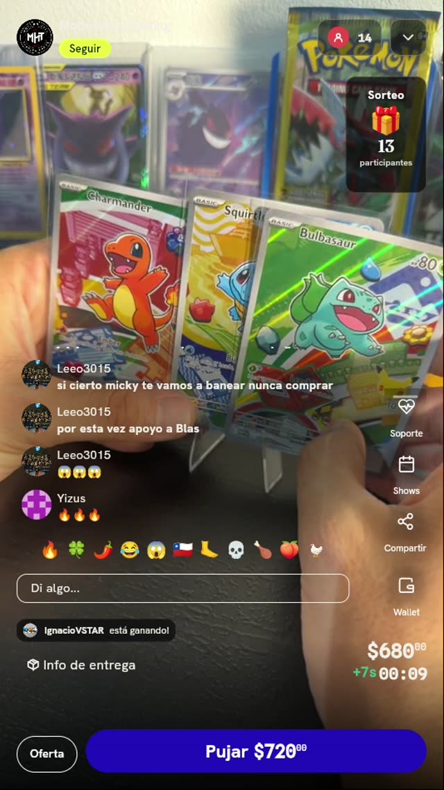 Trío de Cartas Pokémon Iniciales Kanto