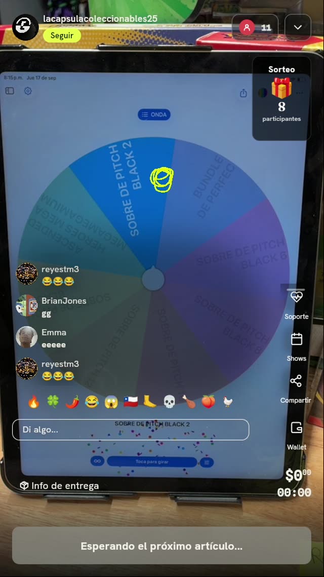 Giro Ruleta Sobres Pokémon Pitch Black