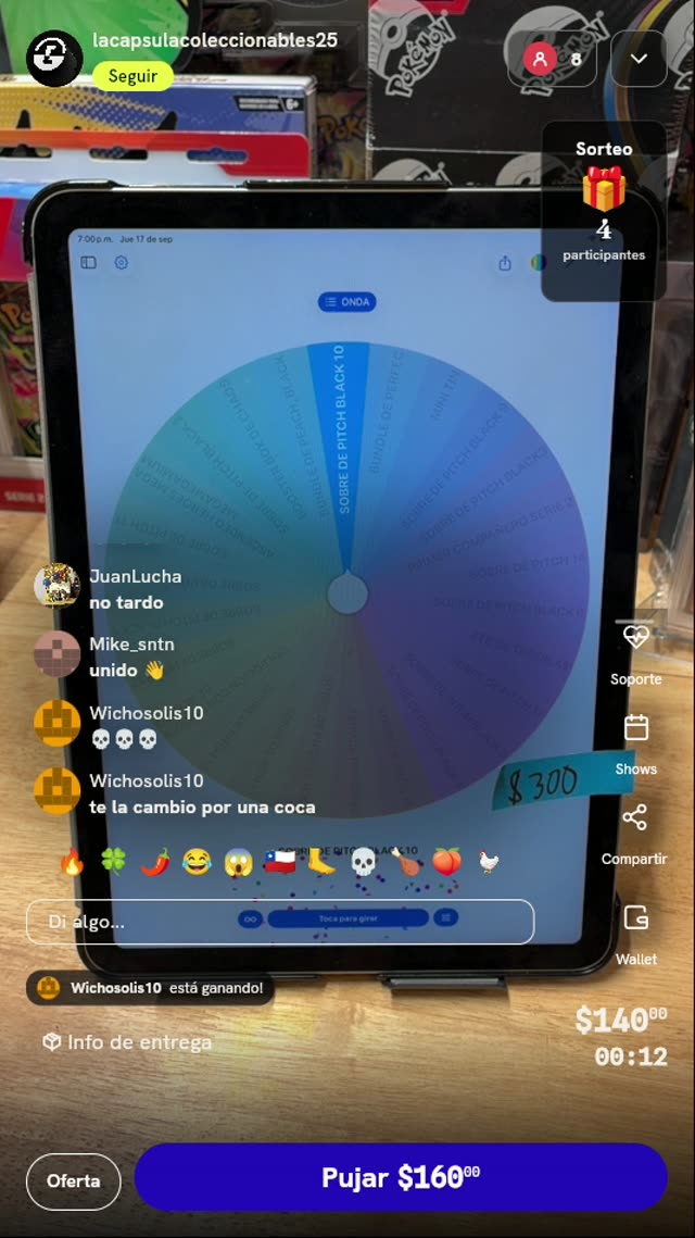 Giro en ruleta de premios Pokémon