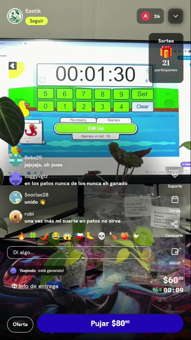 Tiros de ruleta para plantas exóticas