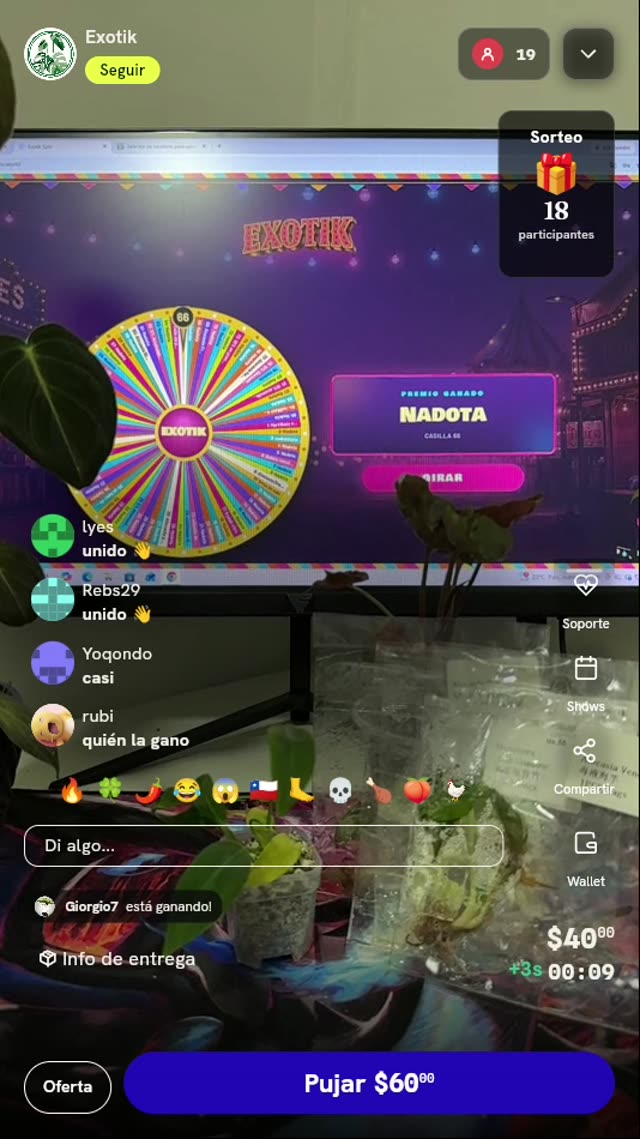Tiros en ruleta de plantas
