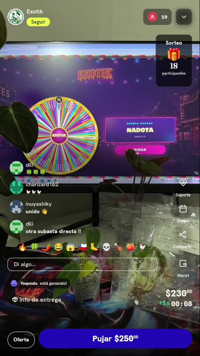 Giros de ruleta de plantas exóticas Exotik