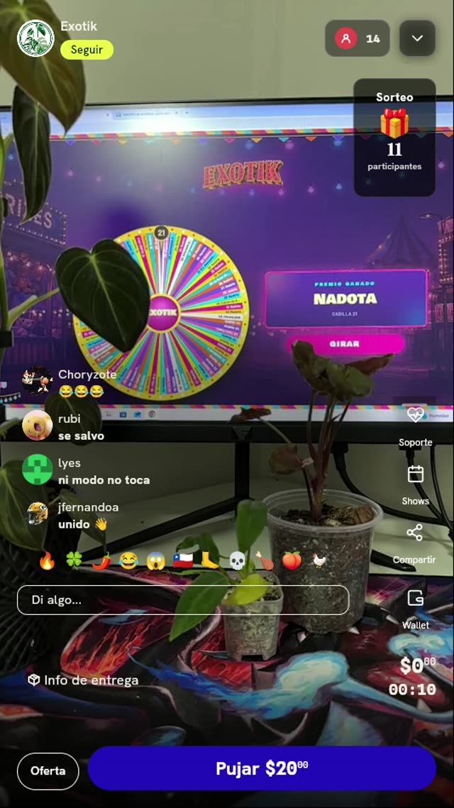 Giro en Ruleta de Plantas Exóticas