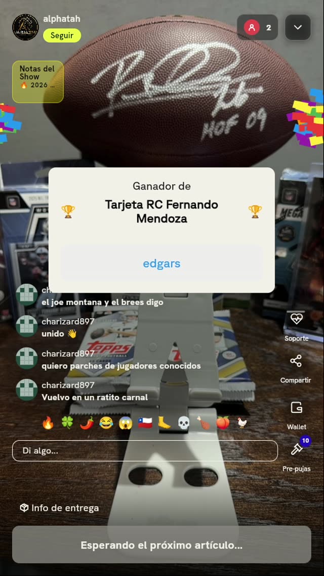 Tarjeta Rookie Fernando Mendoza