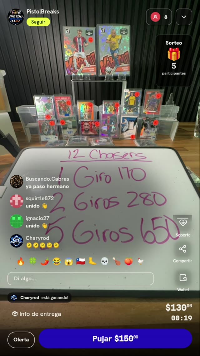 Giro de ruleta de tarjetas deportivas