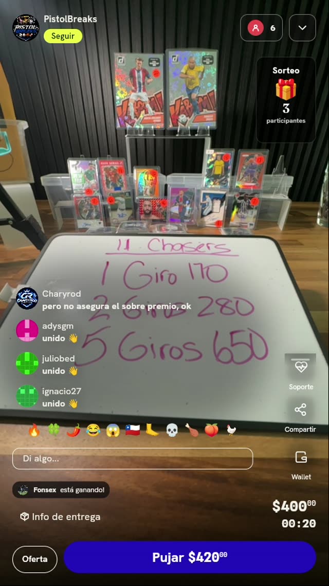 Giros de Juego Tarjetas Fútbol Panini