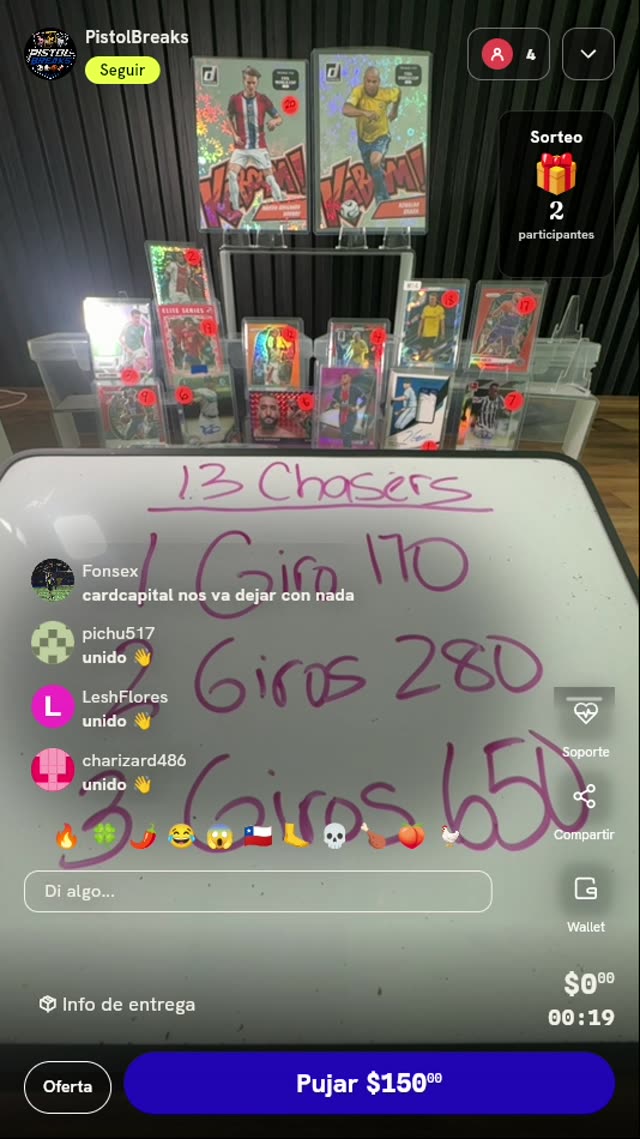 Giro de ruleta para cartas deportivas