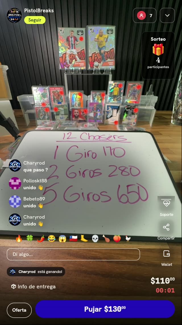 Giro de ruleta de cartas deportivas