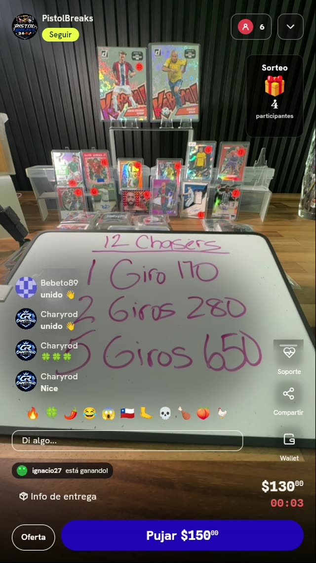 1 Giro en ruleta de tarjetas deportivas
