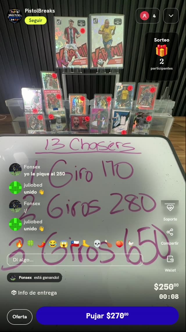 Giro de ruleta para cartas deportivas
