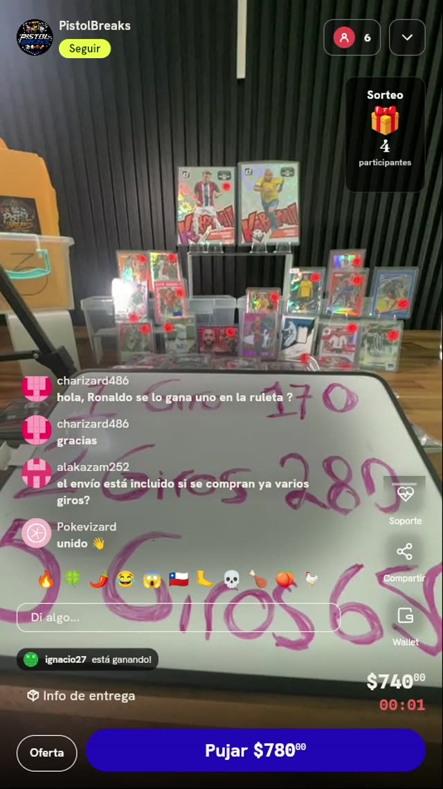 Giros de ruleta para tarjetas coleccionables