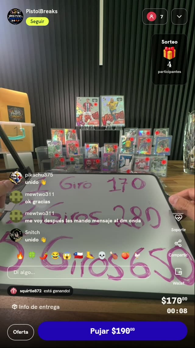 Giro de ruleta de cartas deportivas
