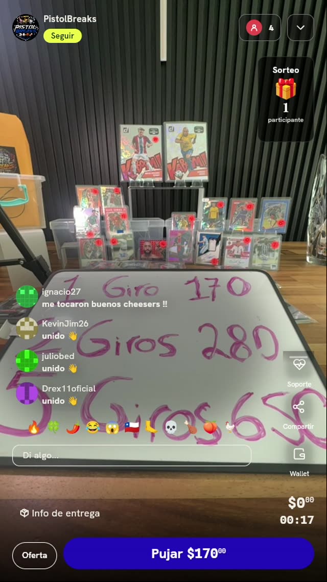 Giro en Ruleta de Tarjetas Deportivas