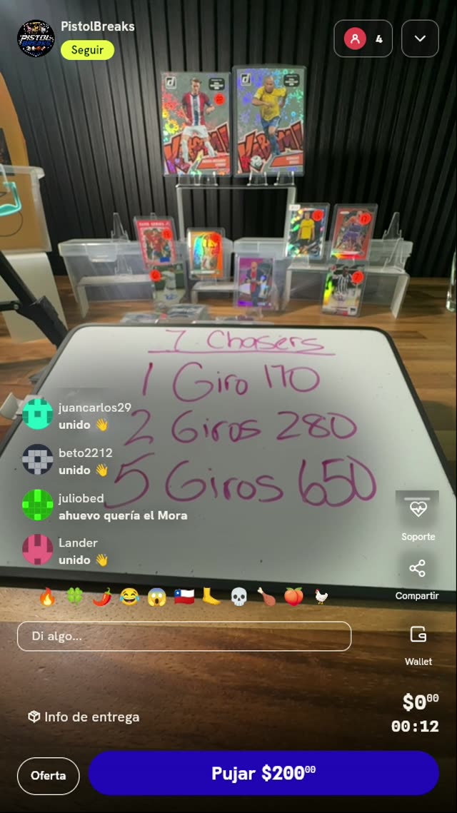 Giros de ruleta para tarjetas deportivas