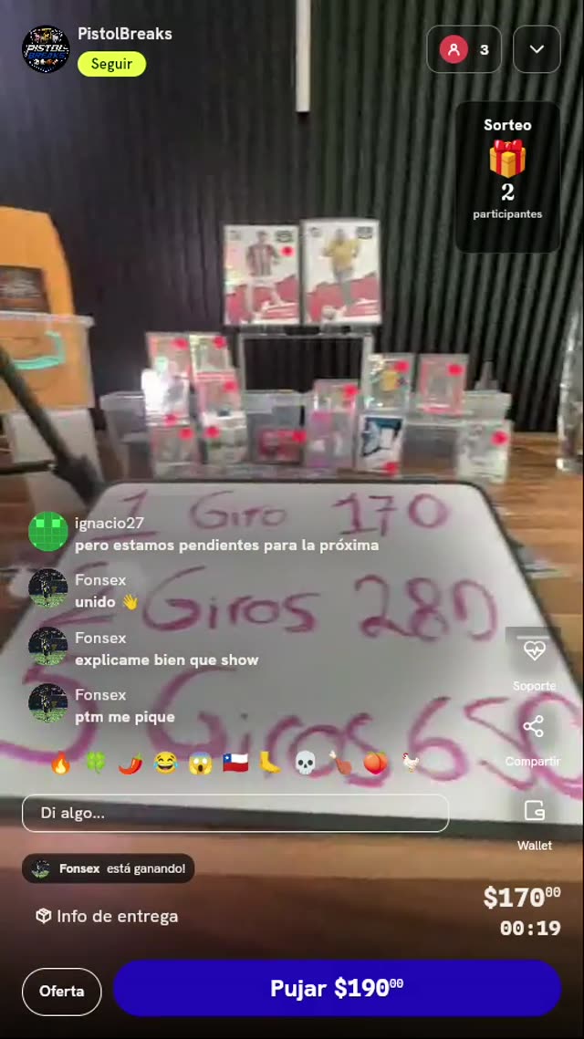 Giro en Ruleta de Tarjetas Coleccionables
