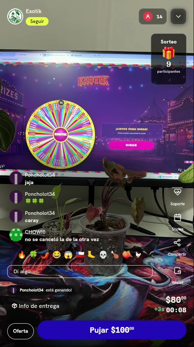 Giros en ruleta de plantas Exotik