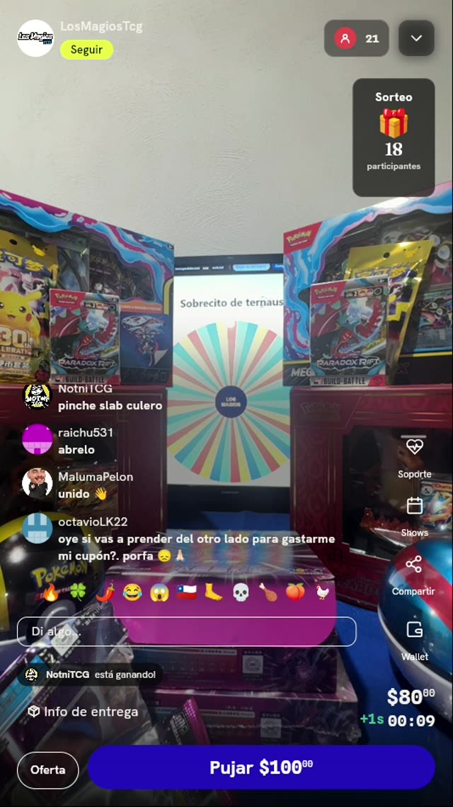 Giro de ruleta por sobrecito de Ternurines