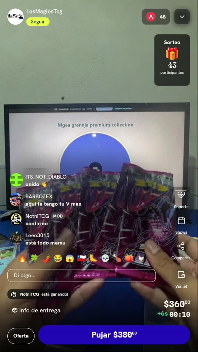 Lote de 5 Sobres Pokémon TCG Chino