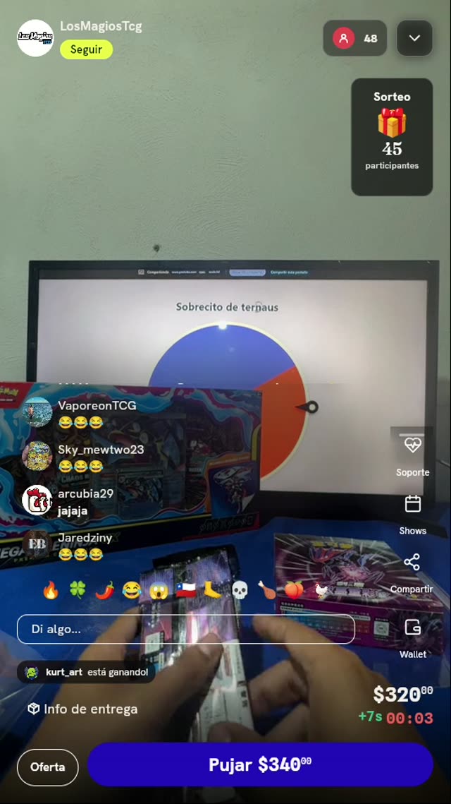Ruleta por sobre Pokémon TCG