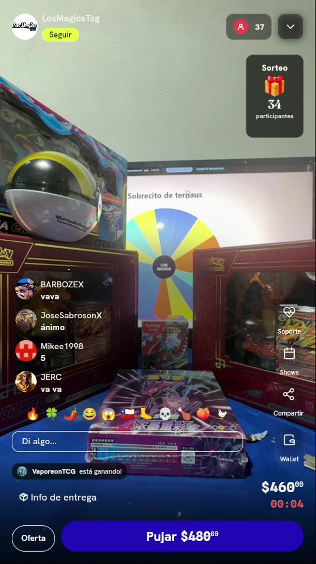 Giros de ruleta por sobres Pokémon