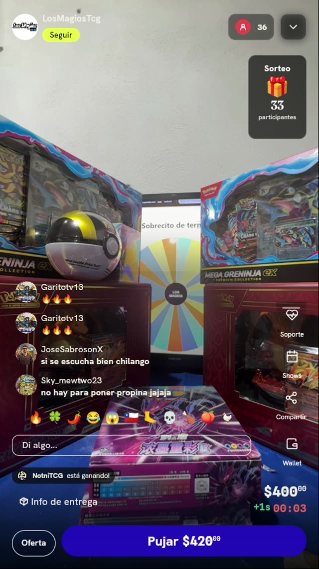 3 giros en ruleta de premios