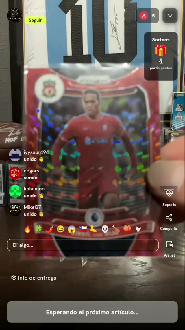 Tarjeta Virgil van Dijk Panini Prizm