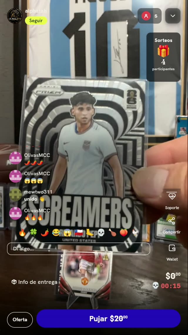 Tarjeta Panini Prizm Ricardo Pepi Screamer
