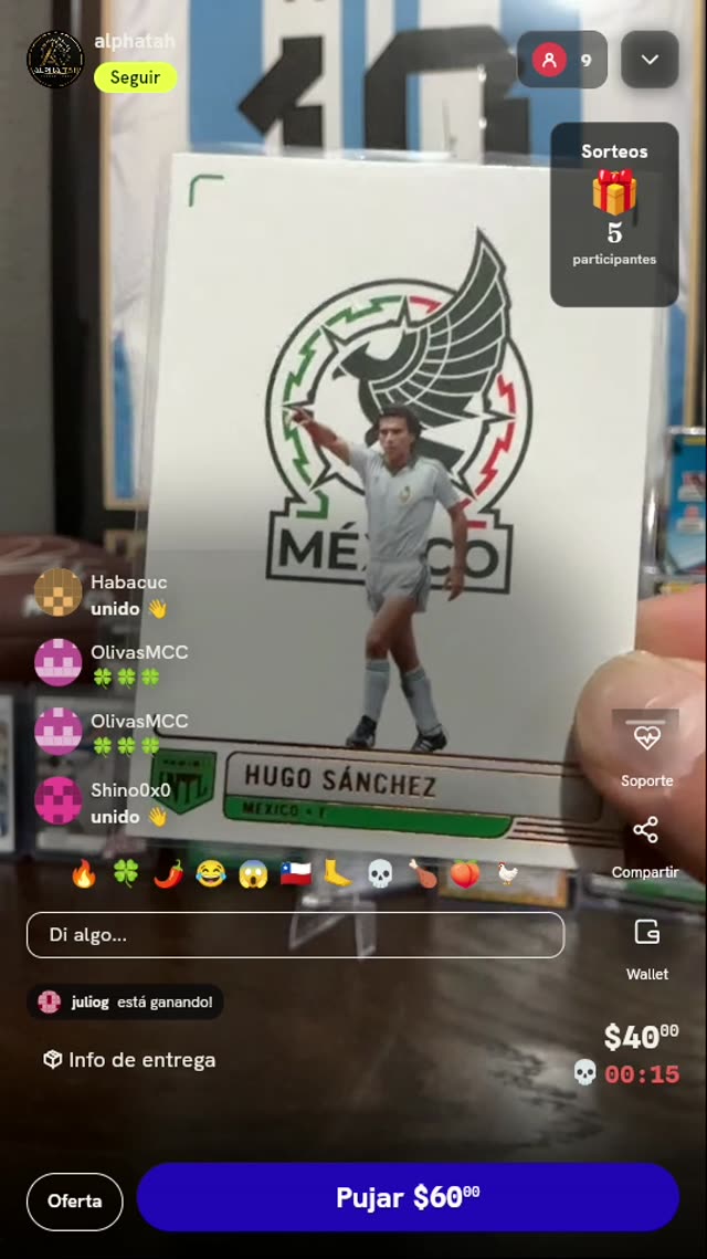 Carta Coleccionable Hugo Sánchez Selección Mexicana