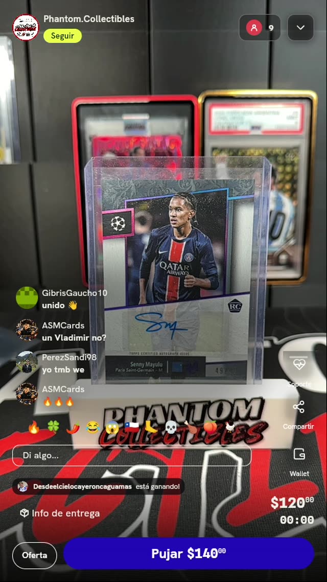 Carta autografiada Senny Mayulu PSG Topps