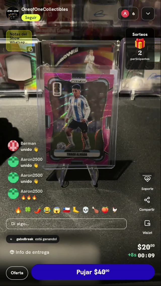 Carta Panini Prizm Thiago Almada