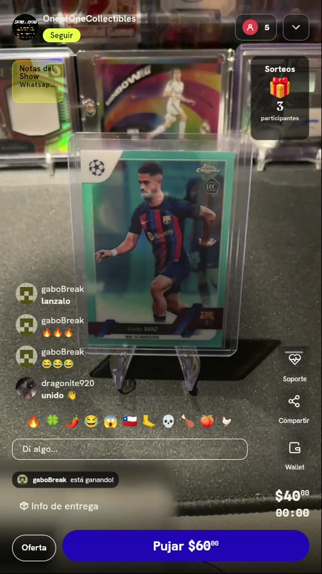 Carta Álvaro Sanz Topps Chrome RC