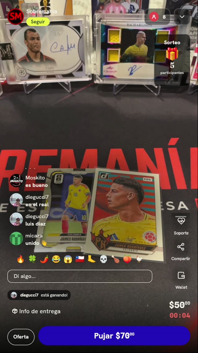 Cartas Panini James Rodríguez Colombia