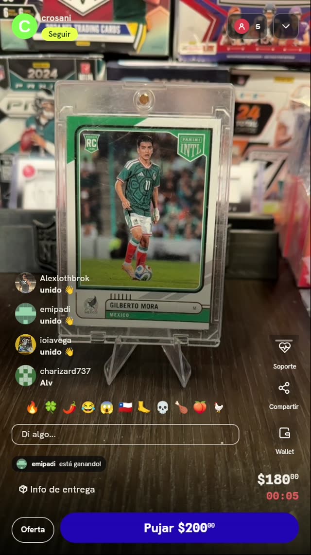 Tarjeta Panini INTL Gilberto Mora RC