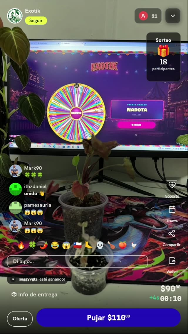 5 tiros en ruleta de plantas exóticas