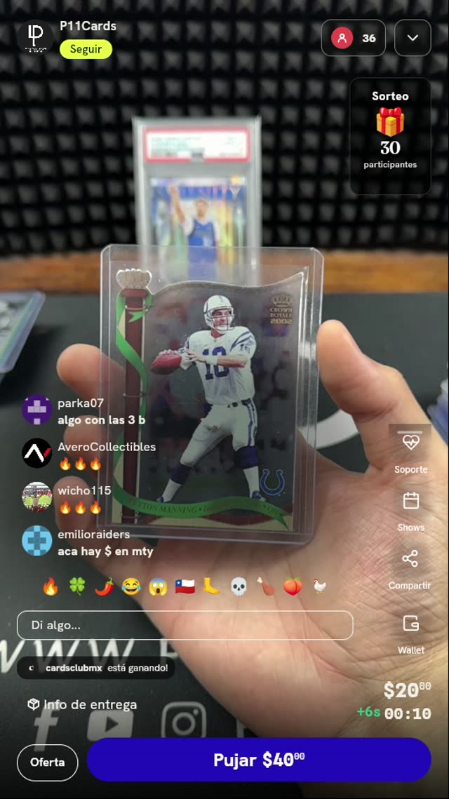 Carta Peyton Manning Crown Royale 2002
